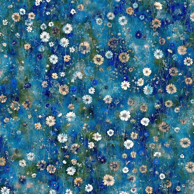 Wildflower Meadow Ocean Breeze Fabric
