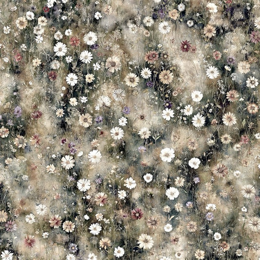 Wildflower Meadow Vintage Ivory Fabric - By the yard