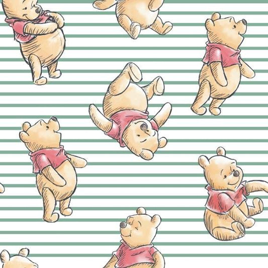 Winnie the Pooh Stripes Fabric - By the yard