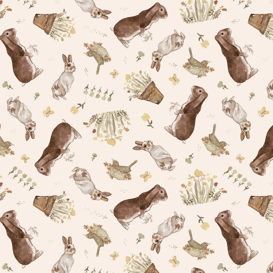 You Are My Sunshine Bunny Toss Cream Fabric - By the yard