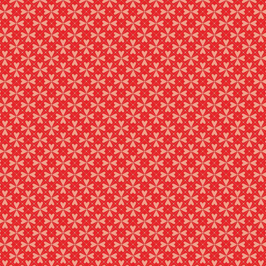 You & Me Hearts Grid Red Fabric - By the yard