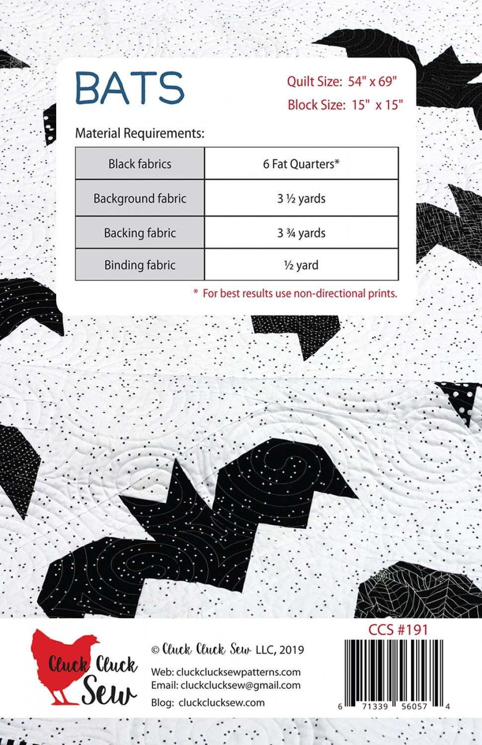 Cluck Cluck Sew Bats Quilt Pattern