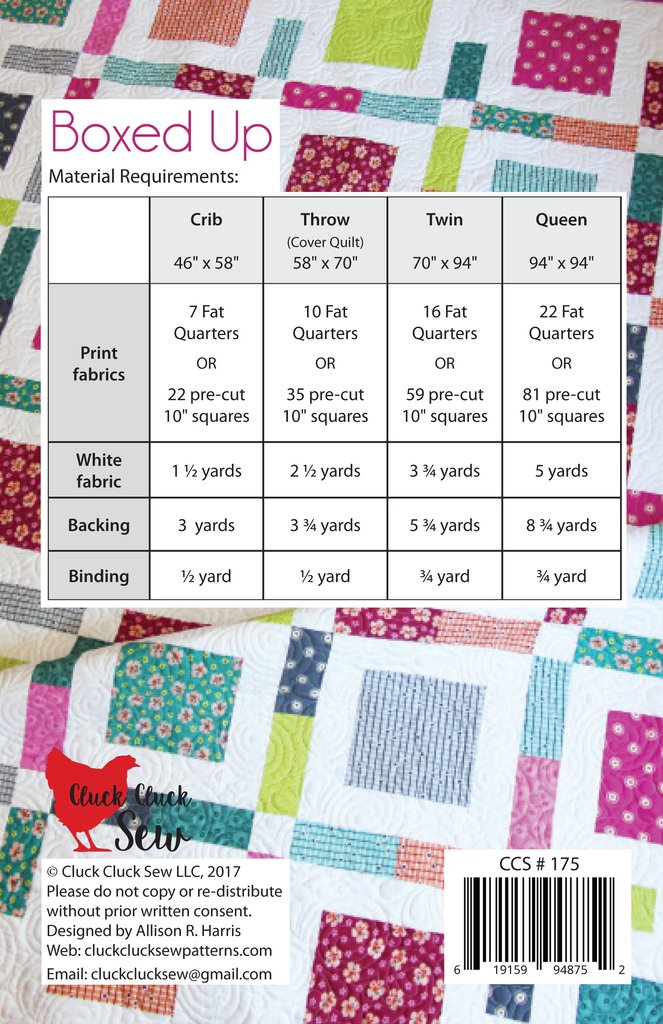 Cluck Cluck Sew Boxed Up Quilt Pattern