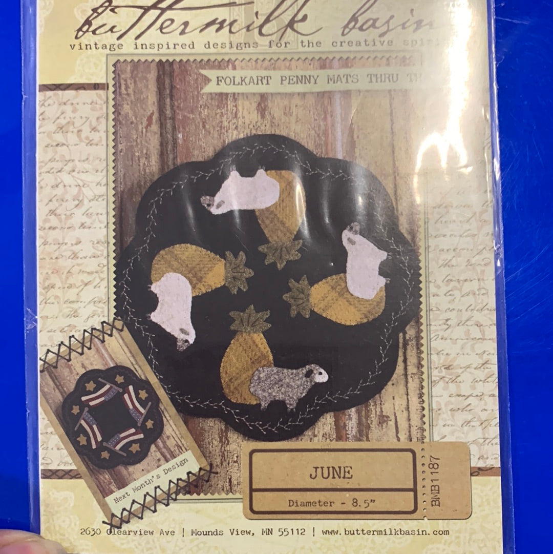 Buttermilk Basin Folkart Penny Mats June Pattern Keeper of the Scissors
