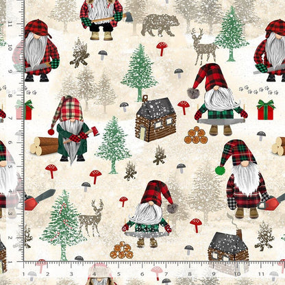 Gnomes Lumberjack Cream - By the yard