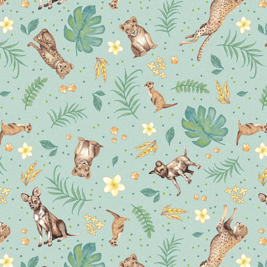 All Things Big Start Small Tossed Carnivores Fabric - By the yard