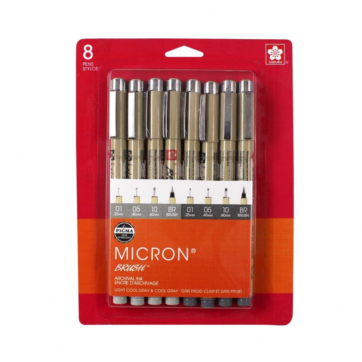 Pigma Micron Pen 8 Piece Set Lt Cool Gray and Cool Gray