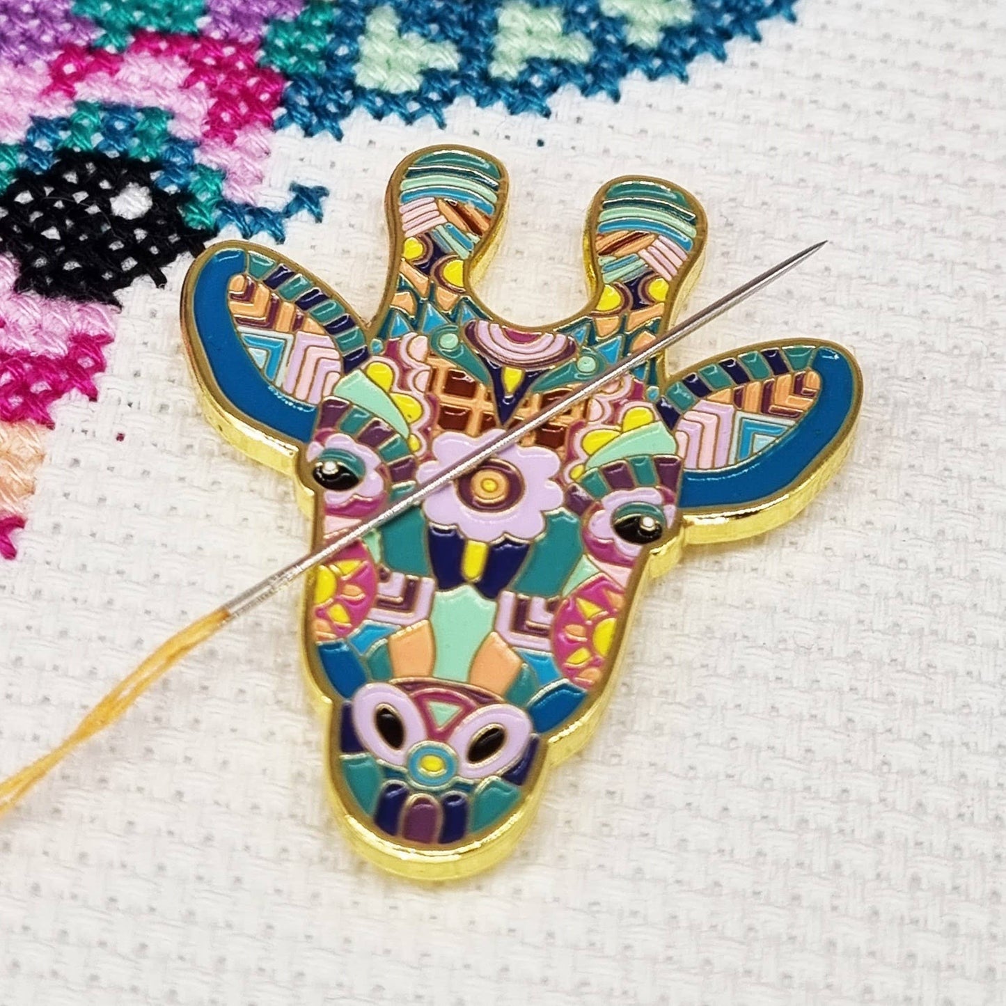 Mandala Giraffe Needle Minder for Cross Stitch & Embroidery