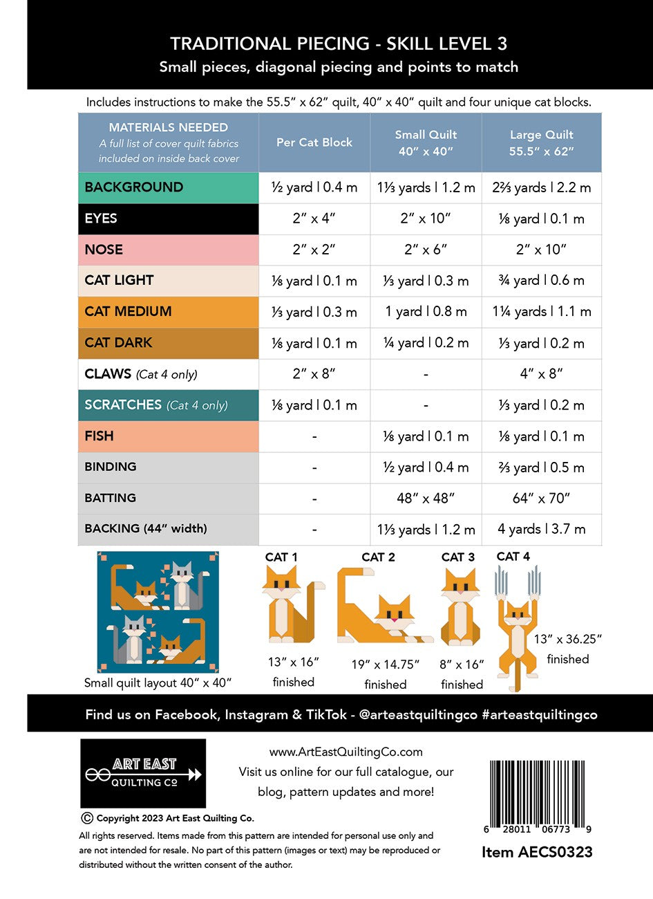 Art East Cat Scratch Quilt Pattern