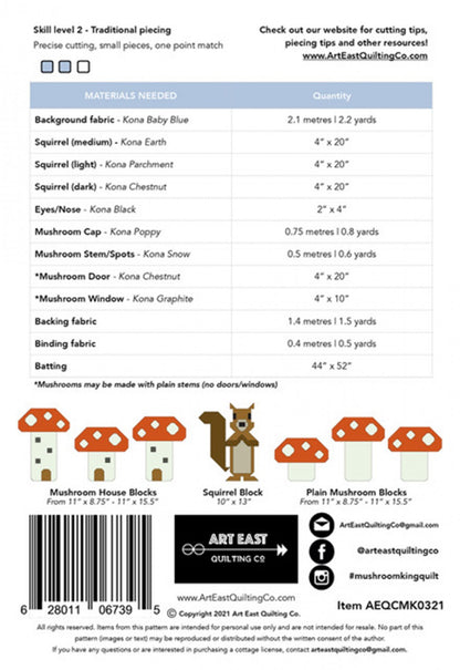 Art East Mushroom King A Squirrel & His Kingdom Quilt Pattern