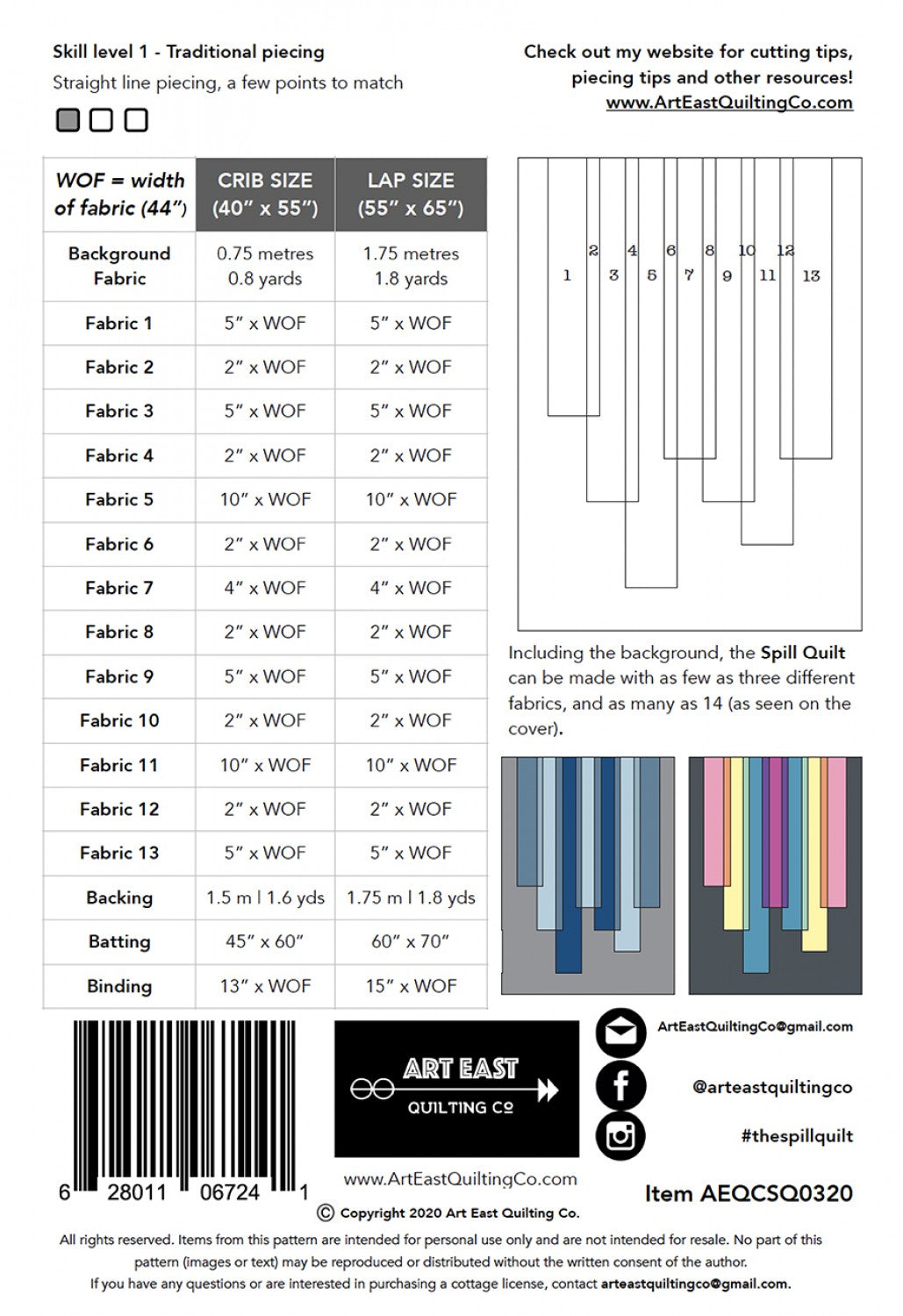 Art East The Spill Quilt Pattern