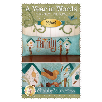 Shabby Fabrics A Year in Words Pillows 3 - Family - March - Pillow Pattern
