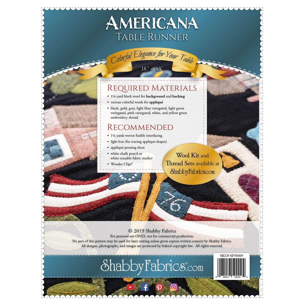 Shabby Fabrics Americana Table Runner Pattern