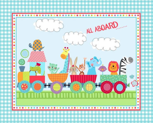 Children's Animal Train Fabric Panel