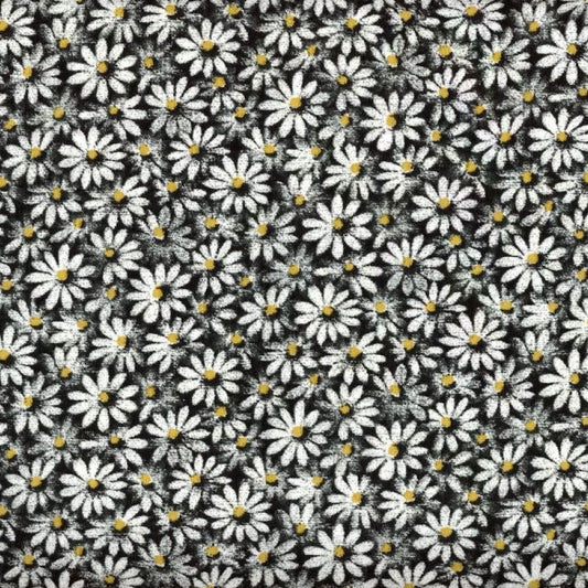 Calico Daisy Fabric - Black - By the yard