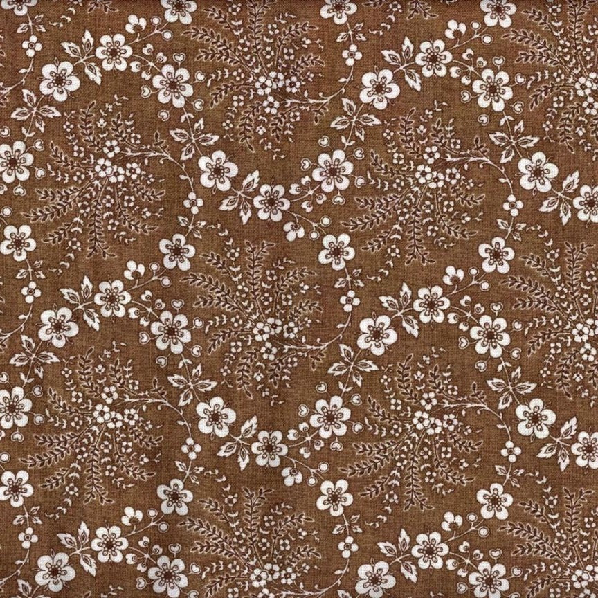 Floral Trellis Fabric - Brown - By the yard