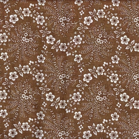 Floral Trellis Fabric - Brown - By the yard