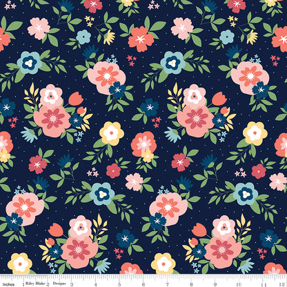 Sew Much Fun Main Navy Fabric - By the yard