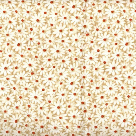 Calico Daisy Fabric - Camel - By the yard
