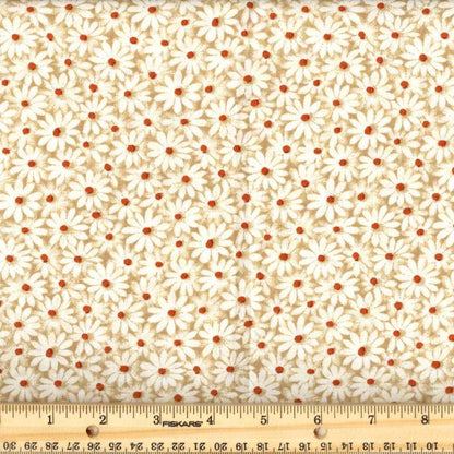 Calico Daisy Fabric - Camel - By the yard