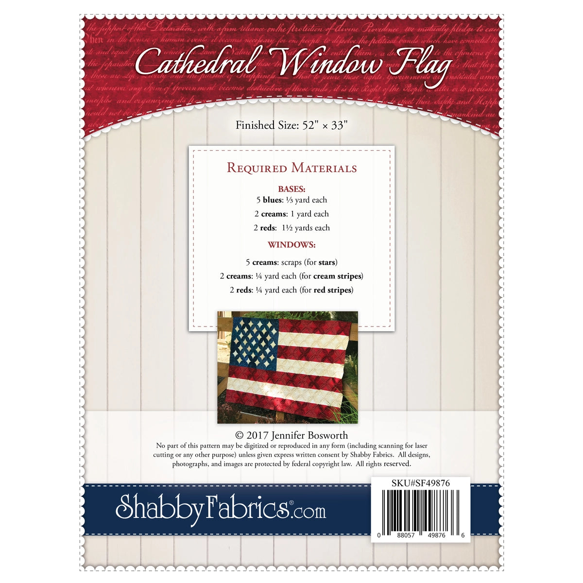 Shabby Fabrics Cathedral Window Flag Quilt Pattern