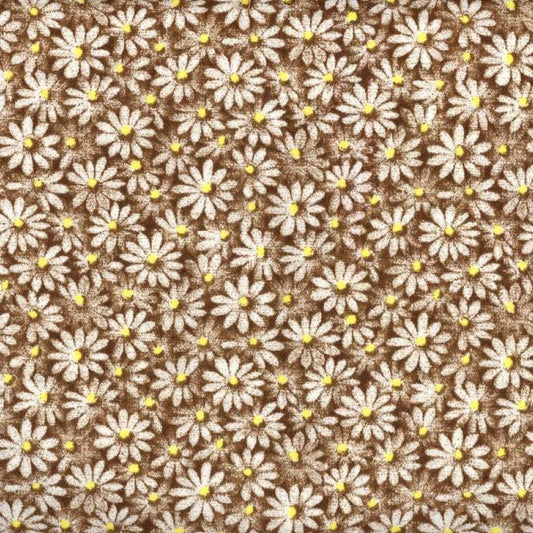 Calico Daisy Fabric - Chocolate - By the yard