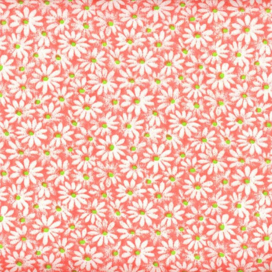 Calico Daisy Fabric - Coral - By the yard