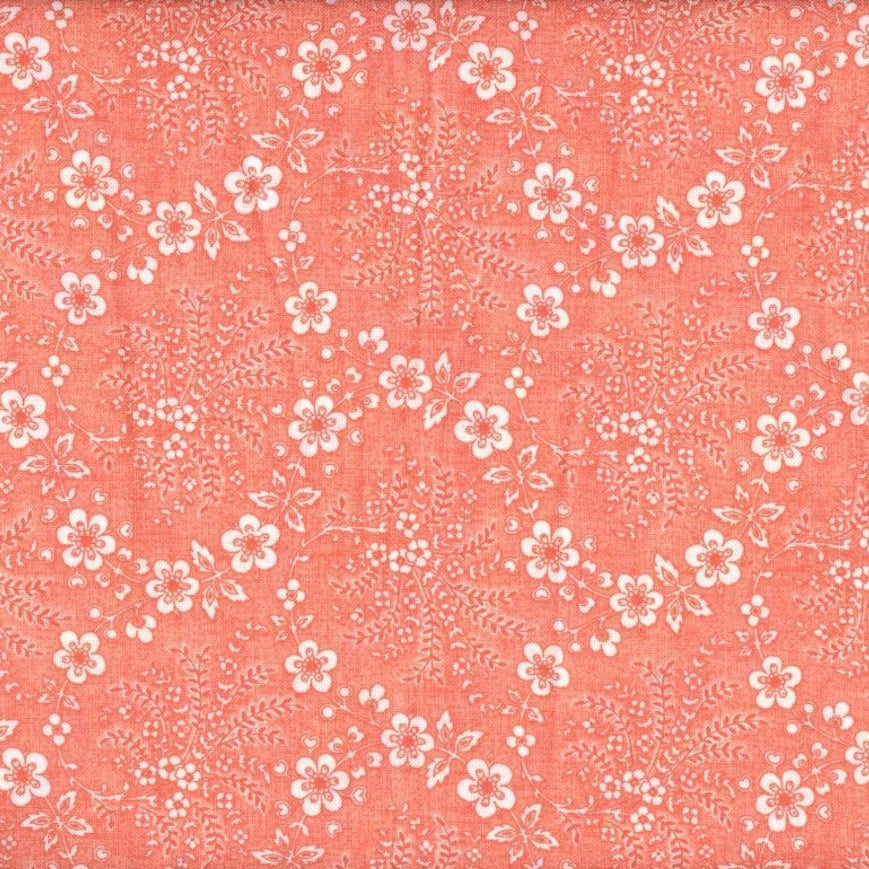 Floral Trellis Fabric - Coral - By the yard