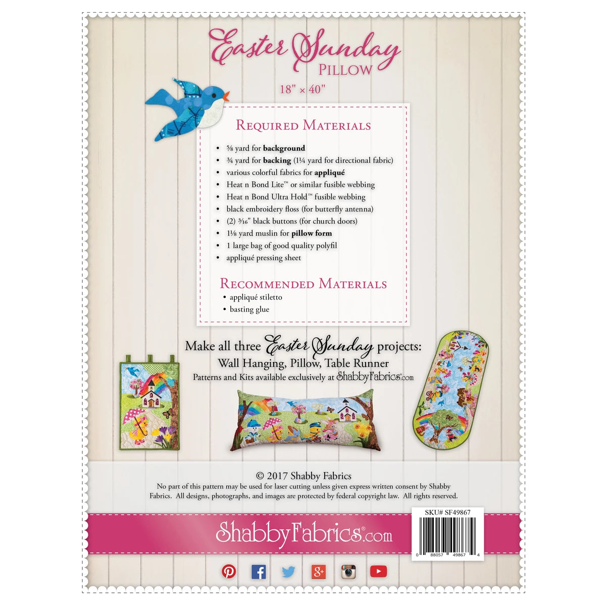 Shabby Fabrics Easter Sunday Series - Pillow Pattern