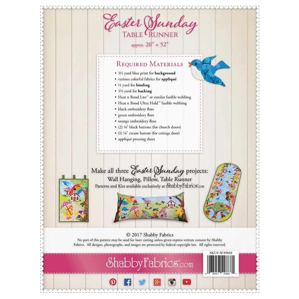 Shabby Fabrics Easter Sunday Series - Table Runner Pattern
