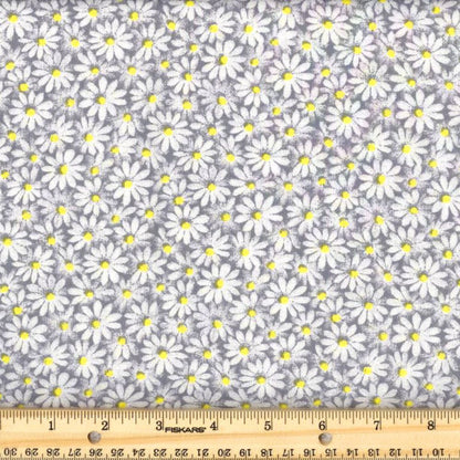 Calico Daisy Fabric - Gray - By the yard