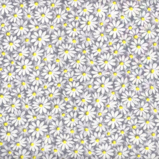 Calico Daisy Fabric - Gray - By the yard
