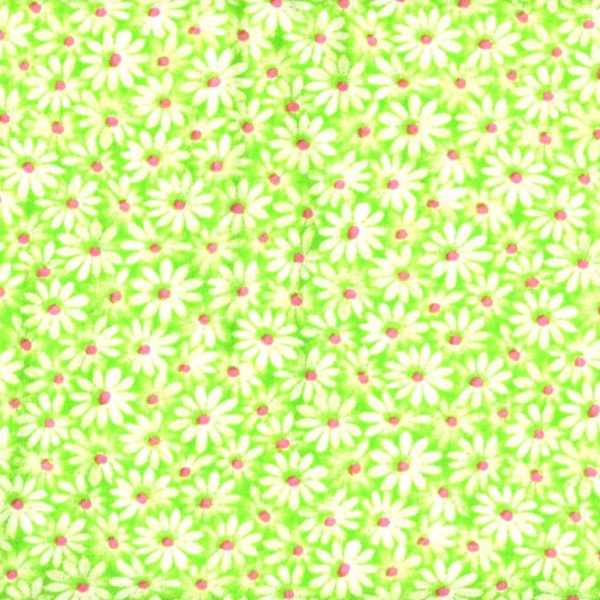 Calico Daisy Fabric - Lime - By the yard
