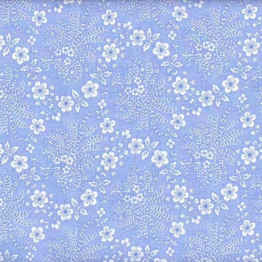 Floral Trellis Fabric - Light Blue - By the yard