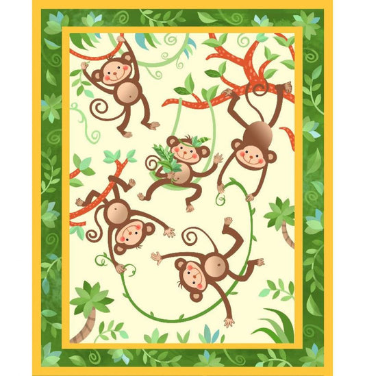 Children's Monkey Fabric Panel