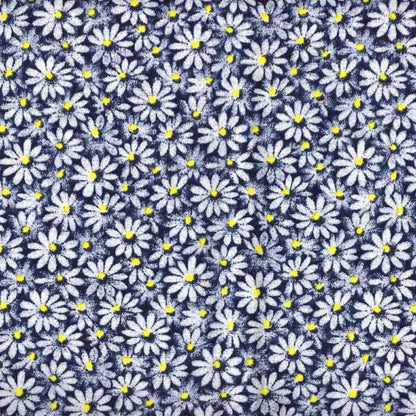 Calico Daisy Fabric - Navy - By the yard
