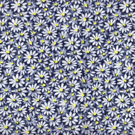 Calico Daisy Fabric - Navy - By the yard