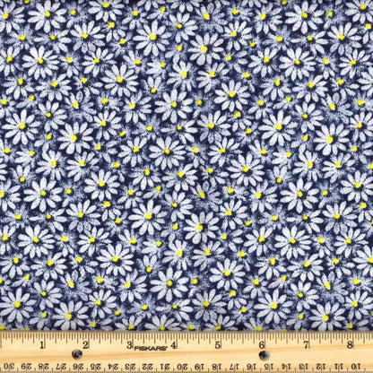 Calico Daisy Fabric - Navy - By the yard