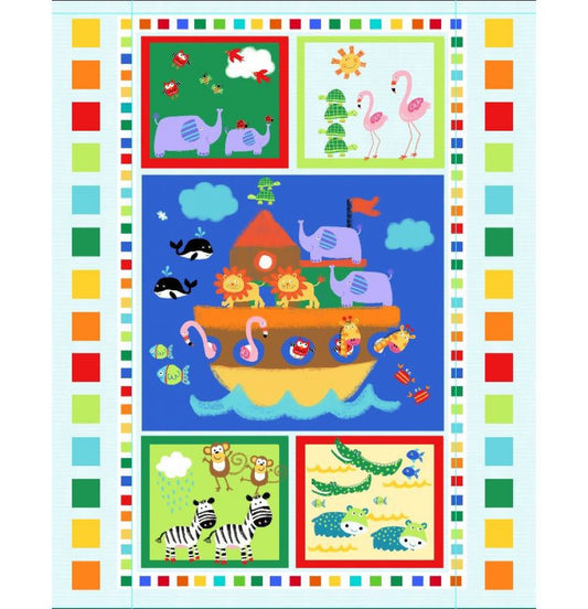 Children's Noah's Ark Colorful Fabric Panel