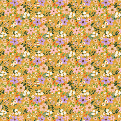 Sew Beautiful Fabric - Gold Sew Florals - By the yard
