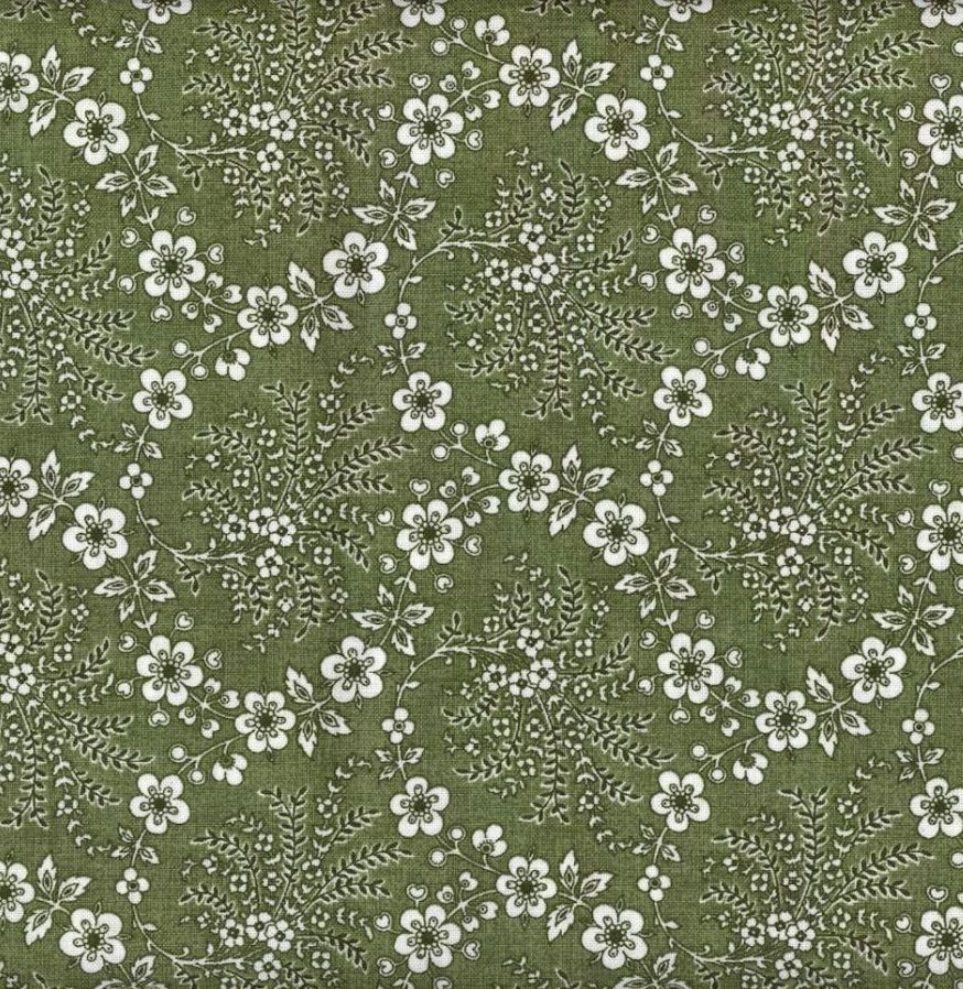 Floral Trellis Fabric - Olive - By the yard