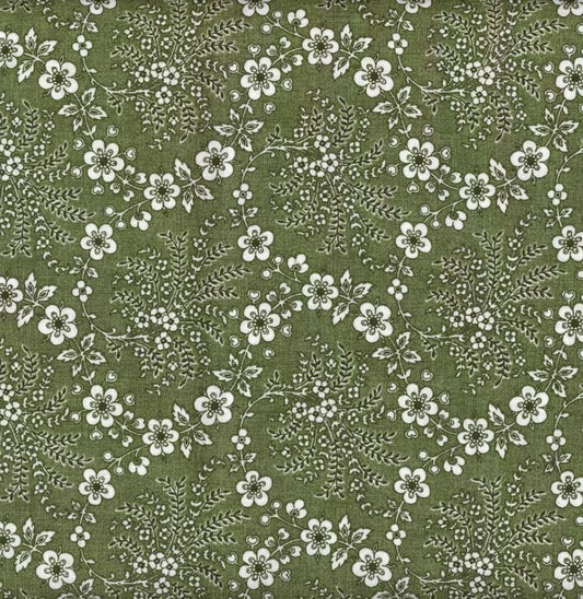 Floral Trellis Fabric - Olive - By the yard
