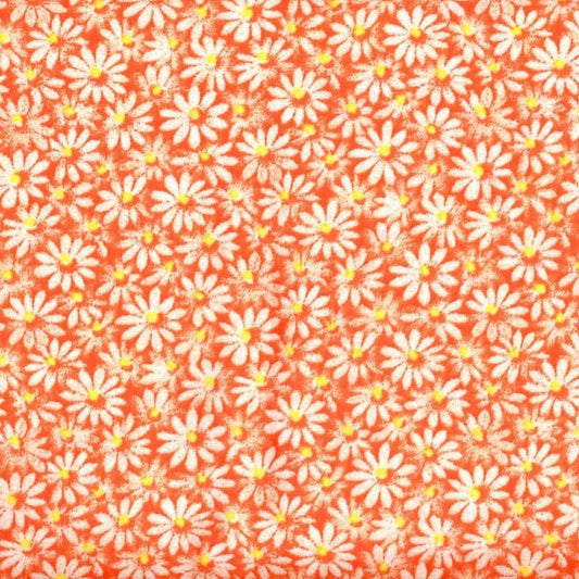 Calico Daisy Fabric - Orange - By the yard