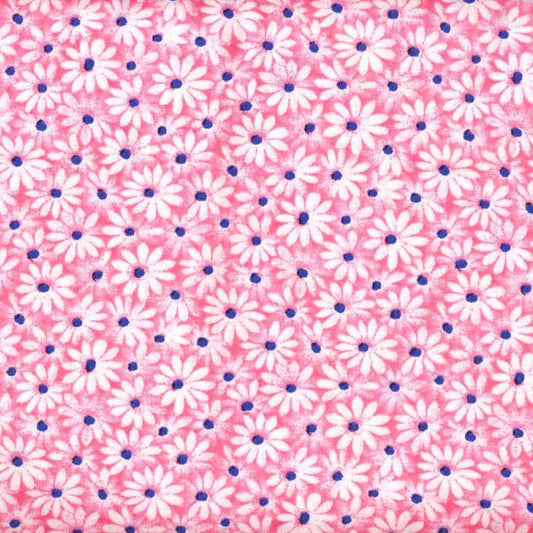 Calico Daisy Fabric - Pink - By the yard