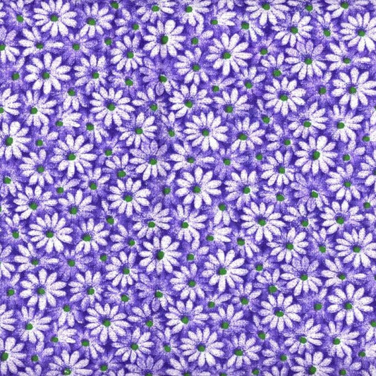 Calico Daisy Fabric - Purple - By the yard
