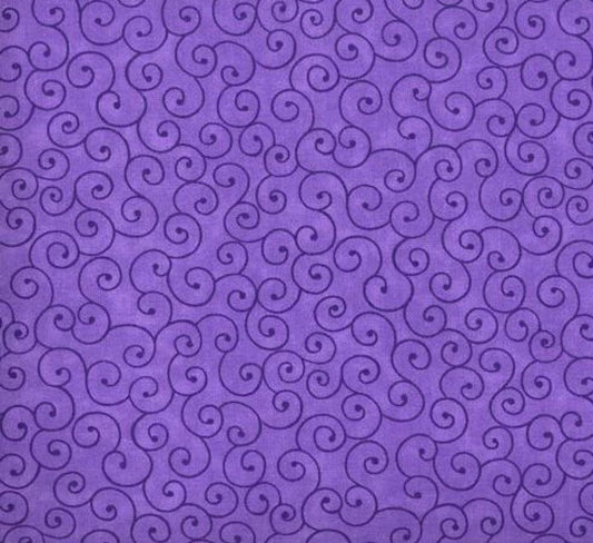 Swirls Fabric - Purple - By the yard