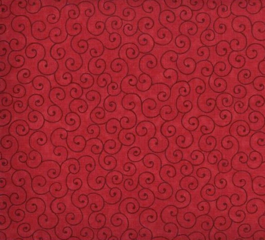 Swirls Fabric - Red - By the yard
