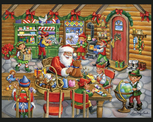 Santa's Toy Shop Fabric Panel