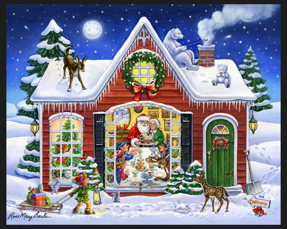 Santa's House Fabric Panel
