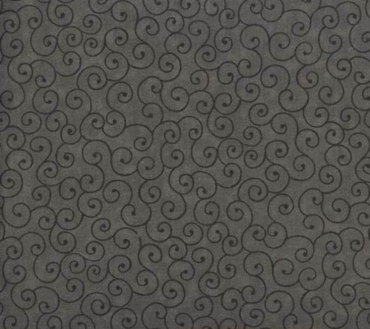 Swirls Fabric - Black - By the yard